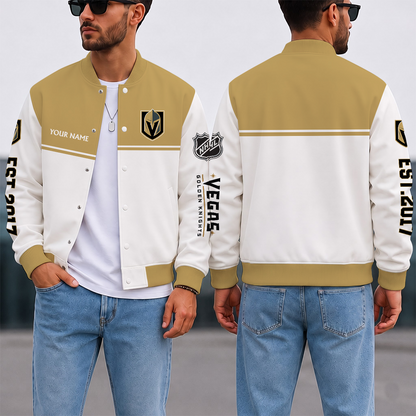 EXCLUSIVE EDITION - NEW CUSTOMIZED NHL04 VGK VEGAS GOLDEN KNIGHTS SATIN VARSITY JACKET & BASEBALL JACKET