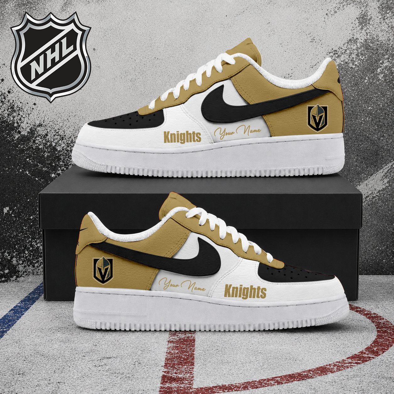 FINAL CLEARANCE - NEW CUSTOMIZED NHL04 VGK VEGAS GOLDEN KNIGHTS AF1 SHOES