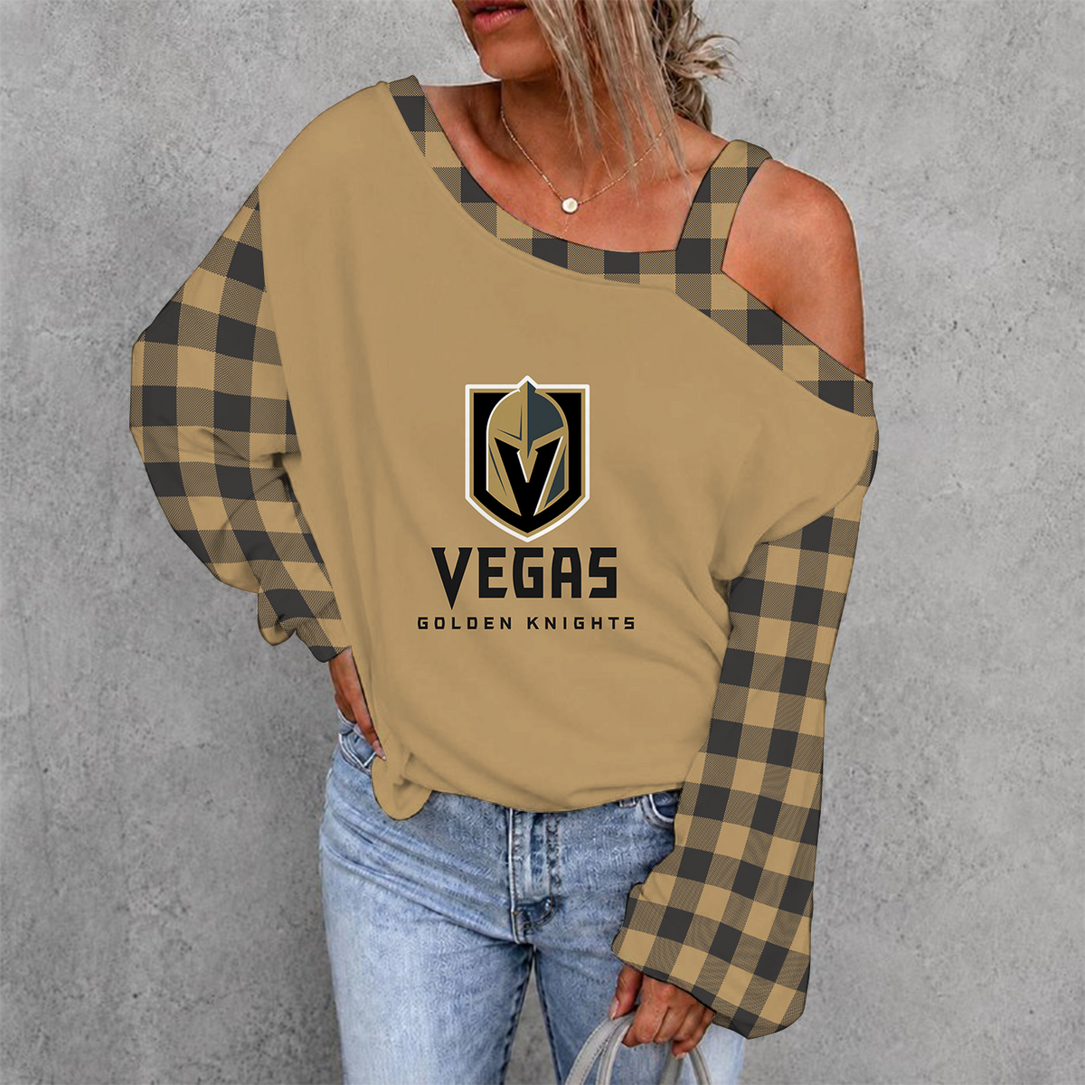 [SUPER SALE] NEW CUSTOMIZED NHL04 VGK VEGAS GOLDEN KNIGHTS DROP SHOULDER SWEATSHIRT