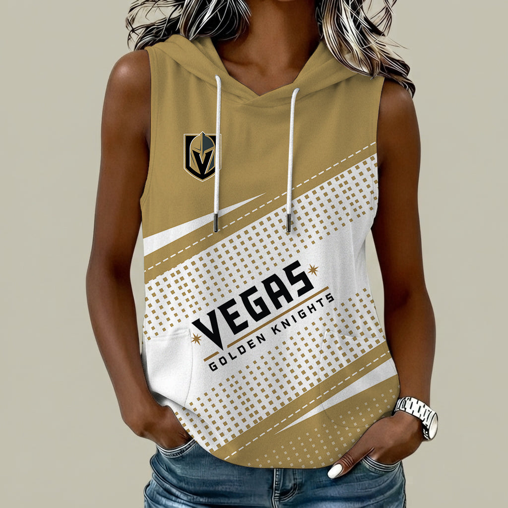 [SUPER SALE] NEW CUSTOMIZED NHL04 VGK VEGAS GOLDEN KNIGHTS WOMEN'S SLEEVELESS HOODED POCKET TANK TOP