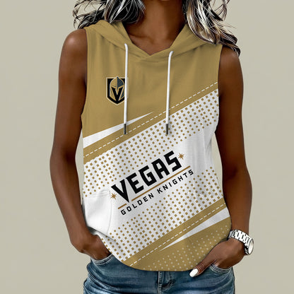 [SUPER SALE] NEW CUSTOMIZED NHL04 VGK VEGAS GOLDEN KNIGHTS WOMEN'S SLEEVELESS HOODED POCKET TANK TOP