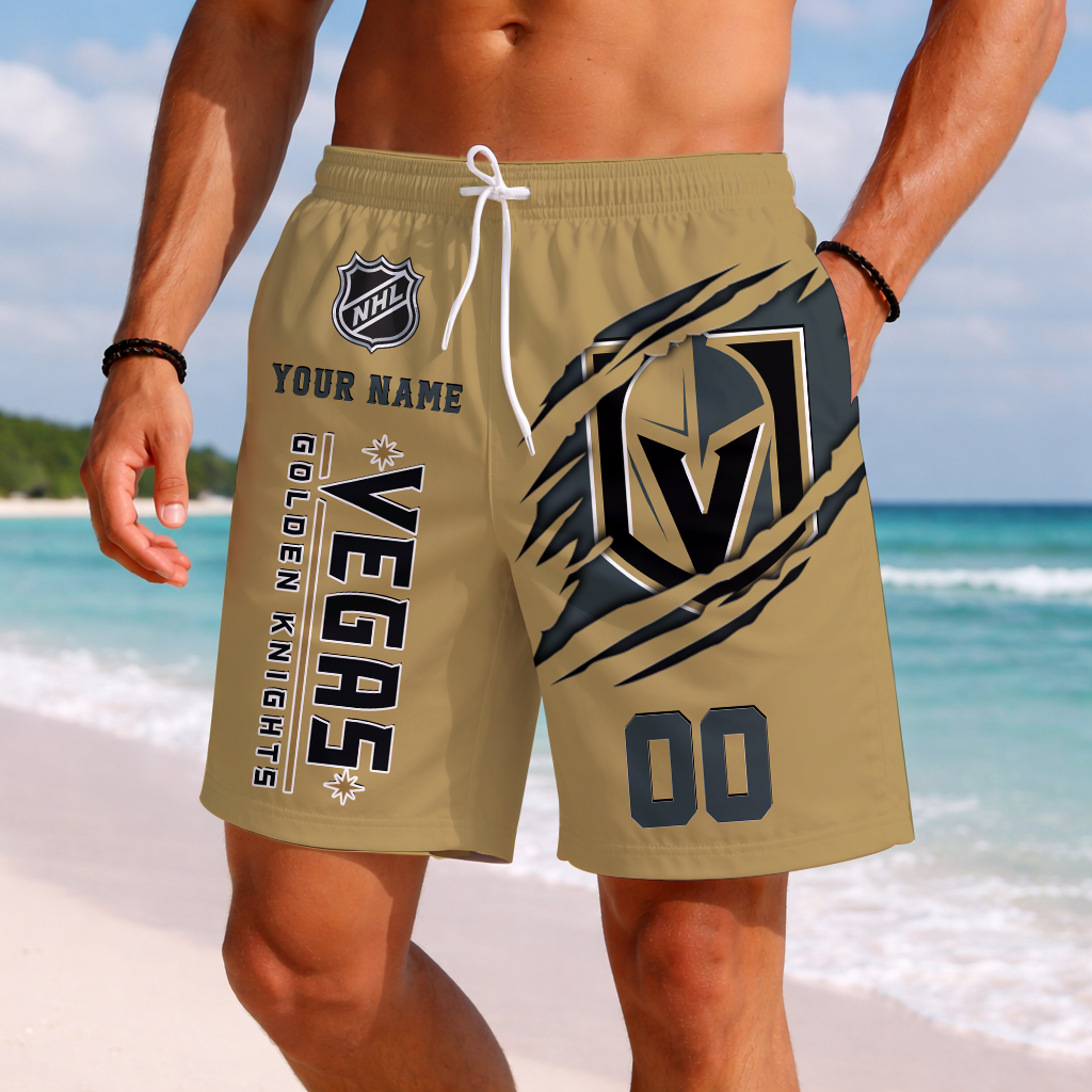 LIMITED EDITION - NEW CUSTOMIZED NHL04 VGK VEGAS GOLDEN KNIGHTS SHORT PANTS