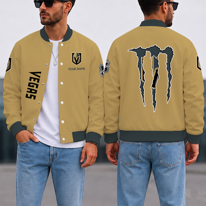 EXCLUSIVE EDITION - NEW CUSTOMIZED NHL04 VGK VEGAS GOLDEN KNIGHTS SATIN VARSITY JACKET & BASEBALL JACKET