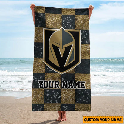LIMITED EDITION - NEW CUSTOMIZED NHL04 VGK VEGAS GOLDEN KNIGHTS BEACH TOWEL FOR FAN