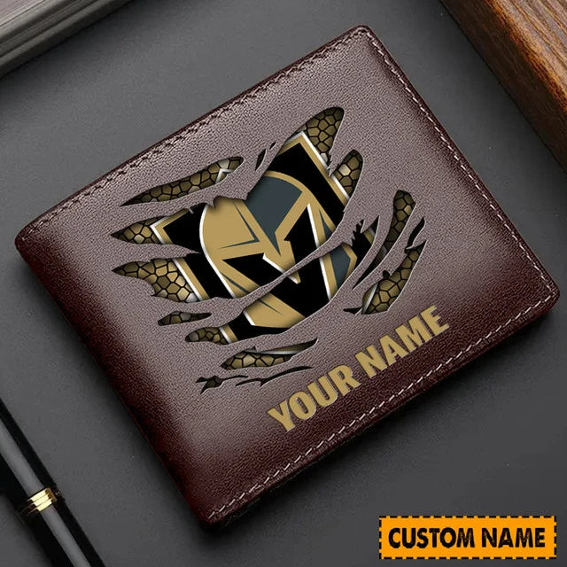 LIMITED EDITION - NEW CUSTOMIZED NHL04 VGK VEGAS GOLDEN KNIGHTS LEATHER WALLET