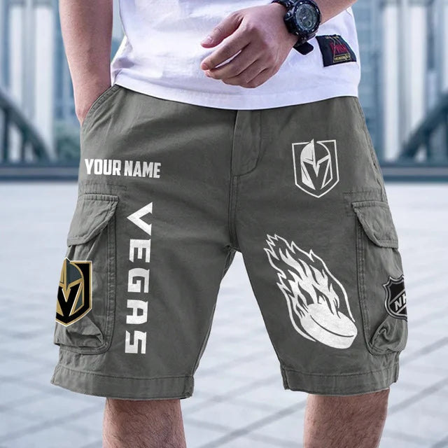 [SUPER SALE] NEW CUSTOMIZED NHL04 VGK VEGAS GOLDEN KNIGHTS CARGO SHORTS