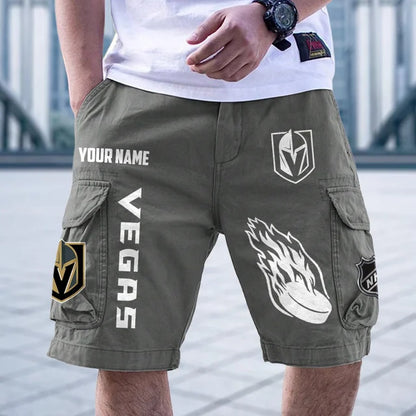 [SUPER SALE] NEW CUSTOMIZED NHL04 VGK VEGAS GOLDEN KNIGHTS CARGO SHORTS