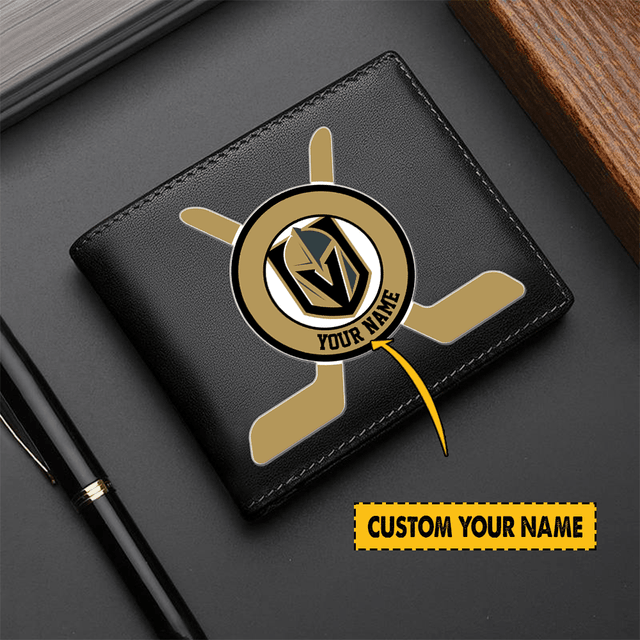 LIMITED EDITION - NEW CUSTOMIZED NHL04 VGK VEGAS GOLDEN KNIGHTS LEATHER WALLET