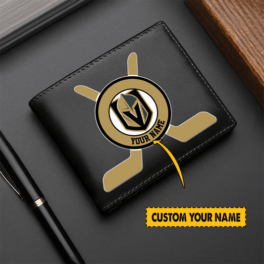 LIMITED EDITION - NEW CUSTOMIZED NHL04 VGK VEGAS GOLDEN KNIGHTS LEATHER WALLET