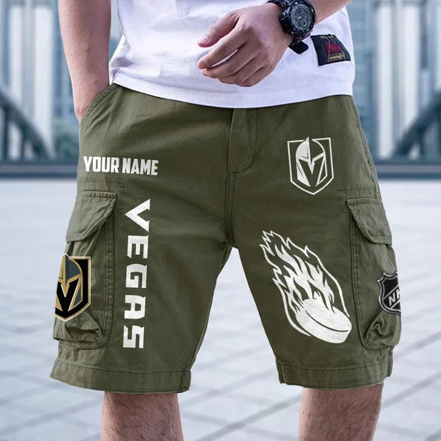 [SUPER SALE] NEW CUSTOMIZED NHL04 VGK VEGAS GOLDEN KNIGHTS CARGO SHORTS