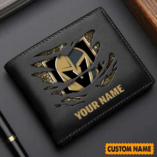 LIMITED EDITION - NEW CUSTOMIZED NHL04 VGK VEGAS GOLDEN KNIGHTS LEATHER WALLET