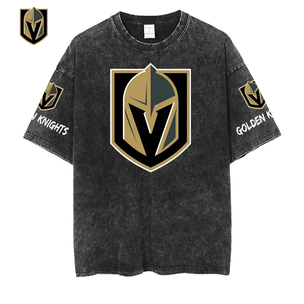 [SUPER SALE] NEW CUSTOMIZED NHL04 VGK VEGAS GOLDEN KNIGHTS MULTICOLOR WASHED TEE