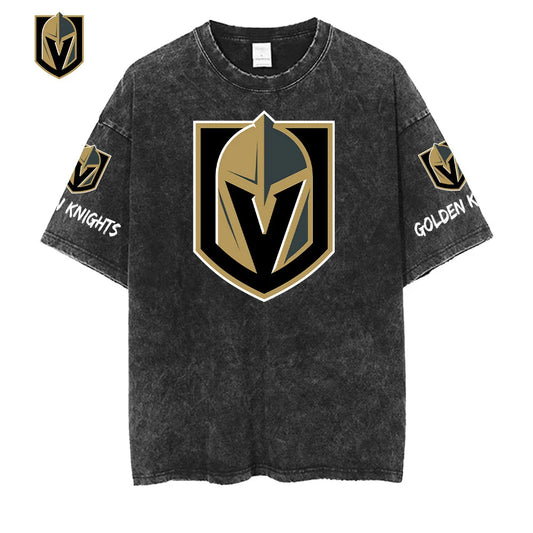 [SUPER SALE] NEW CUSTOMIZED NHL04 VGK VEGAS GOLDEN KNIGHTS MULTICOLOR WASHED TEE