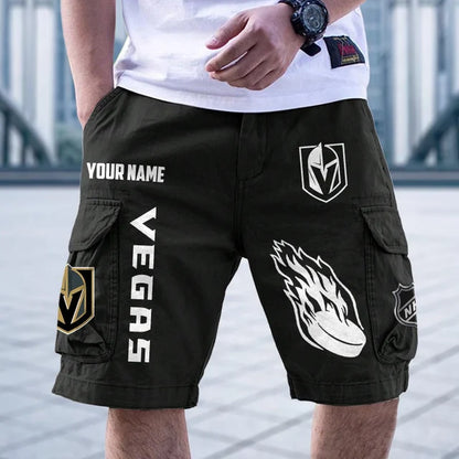 [SUPER SALE] NEW CUSTOMIZED NHL04 VGK VEGAS GOLDEN KNIGHTS CARGO SHORTS