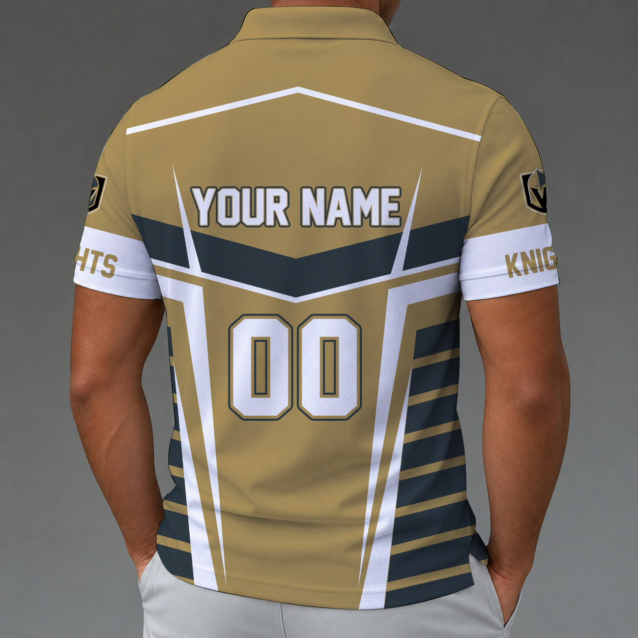 LIMITED EDITION - NEW CUSTOMIZED NHL04 VGK VEGAS GOLDEN KNIGHTS POLO SHIRT