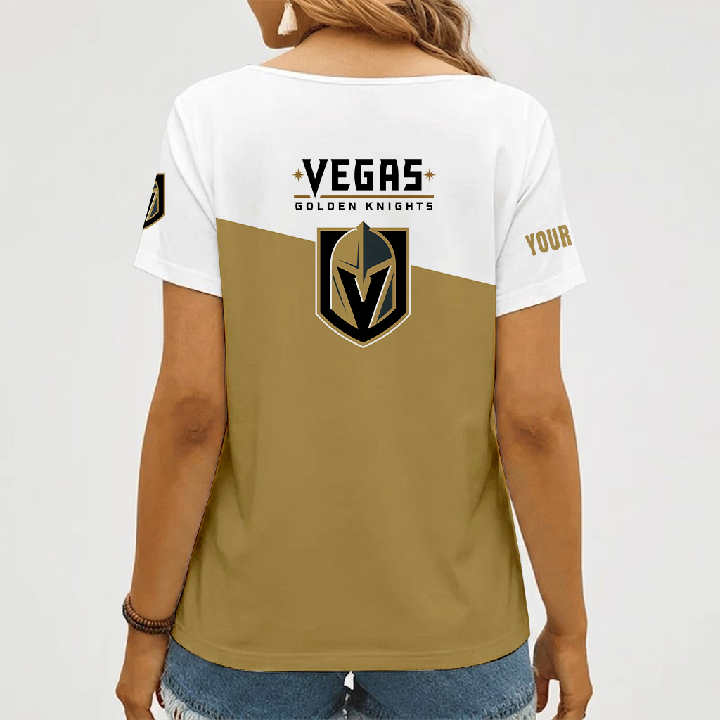 [SUPER SALE] NEW CUSTOMIZED NHL04 VGK VEGAS GOLDEN KNIGHTS V-NECK FEMALE SHIRT