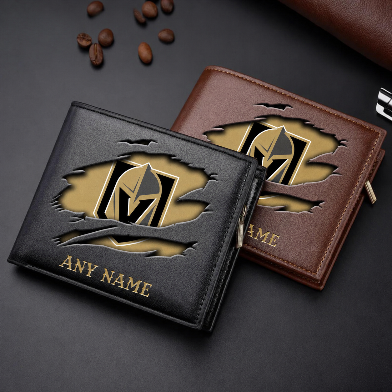 LIMITED EDITION - NEW CUSTOMIZED NHL04 VGK VEGAS GOLDEN KNIGHTS LEATHER WALLET
