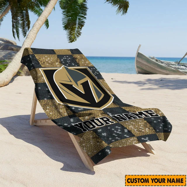 LIMITED EDITION - NEW CUSTOMIZED NHL04 VGK VEGAS GOLDEN KNIGHTS BEACH TOWEL FOR FAN