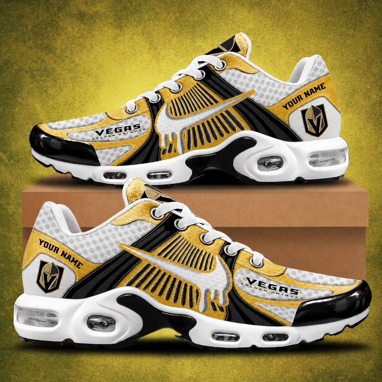 LIMITED EDITION - NEW CUSTOMIZED NHL04 VGK VEGAS GOLDEN KNIGHTS AIR MAX PLUS SNEAKERS