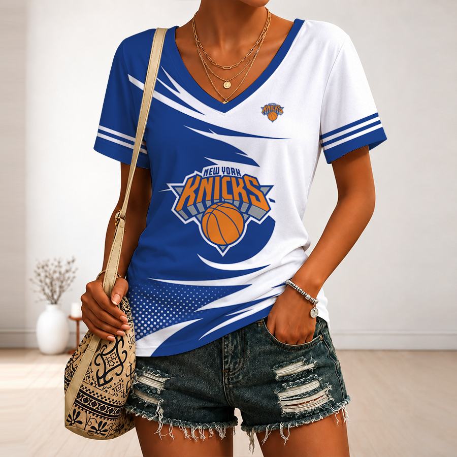 LIMITED EDITION - NEW CUSTOMIZED NBA04 NYK NEW YORK KNICKS V-NECK FEMALE SHIRT