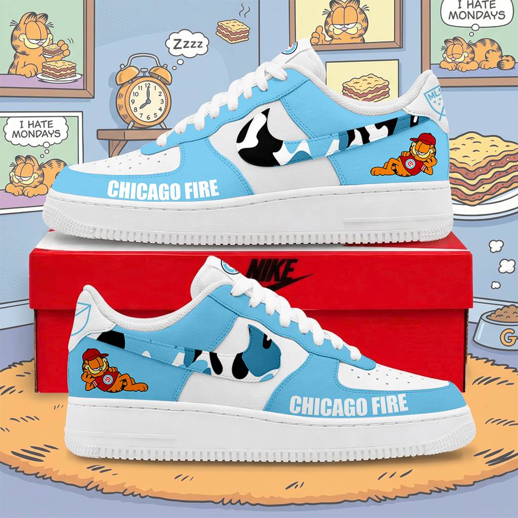 FINAL SALE - NEW CUSTOMIZED MLS04 CCF CCG FIRE FC x GARFIELD AF1 SNEAKERS