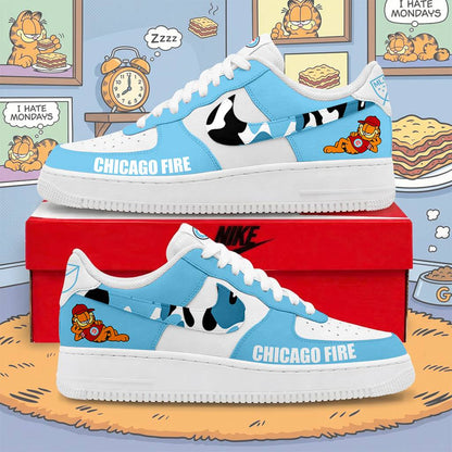 FINAL SALE - NEW CUSTOMIZED MLS04 CCF CCG FIRE FC x GARFIELD AF1 SNEAKERS