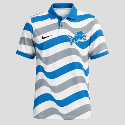 [SPECIAL OFFER] NEW CUSTOMIZED NFL04 DTL DETROIT LIONS STRIPED POLO SHIRT