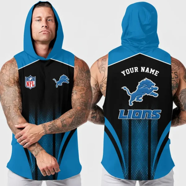 [SPECIAL OFFER] NEW CUSTOMIZED NFL04 DTL DETROIT LIONS HOODED TANK TOP