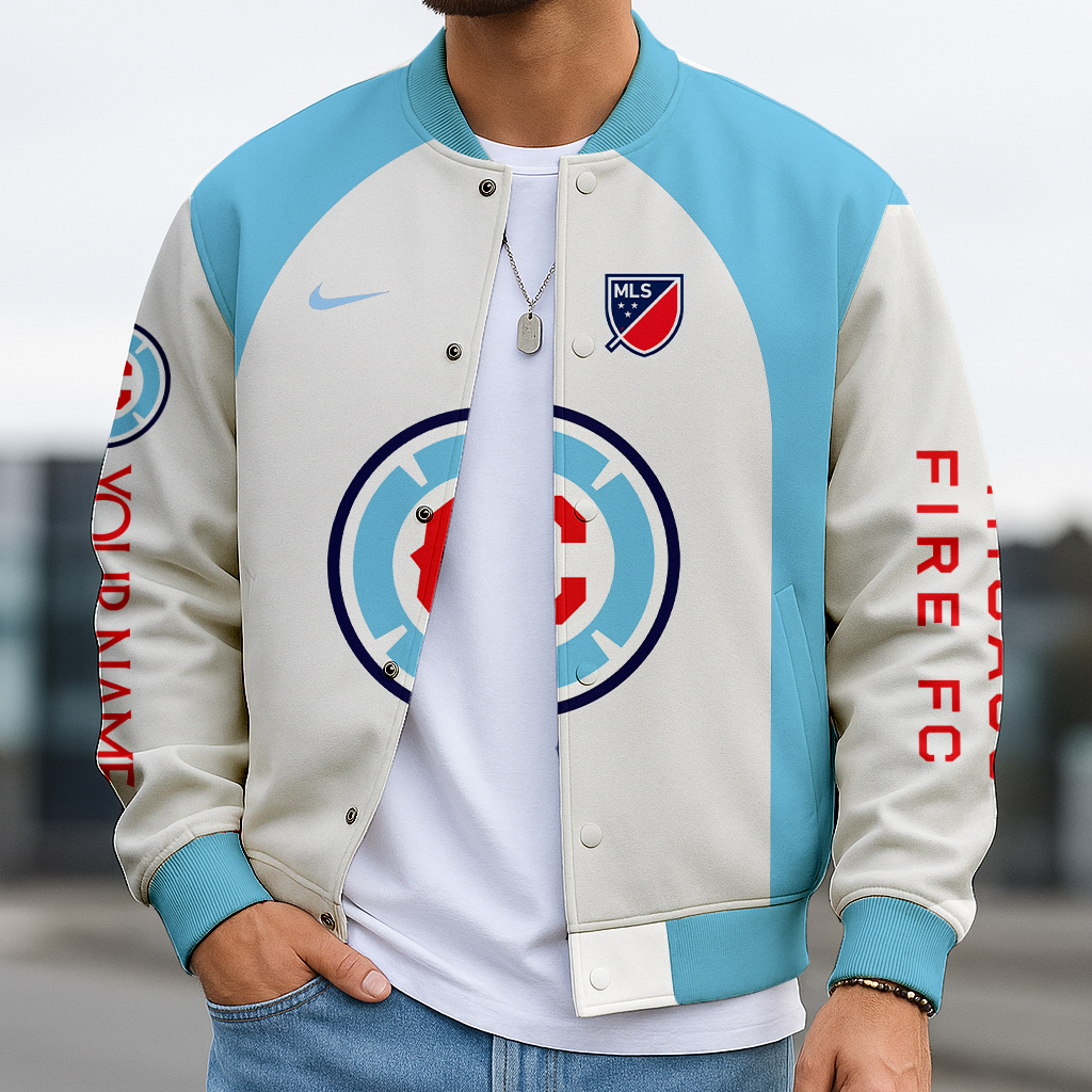LIMITED EDITION - NEW CUSTOMIZED MLS04 CCF CCG FIRE FC SATIN VARSITY & BASEBALL JACKET