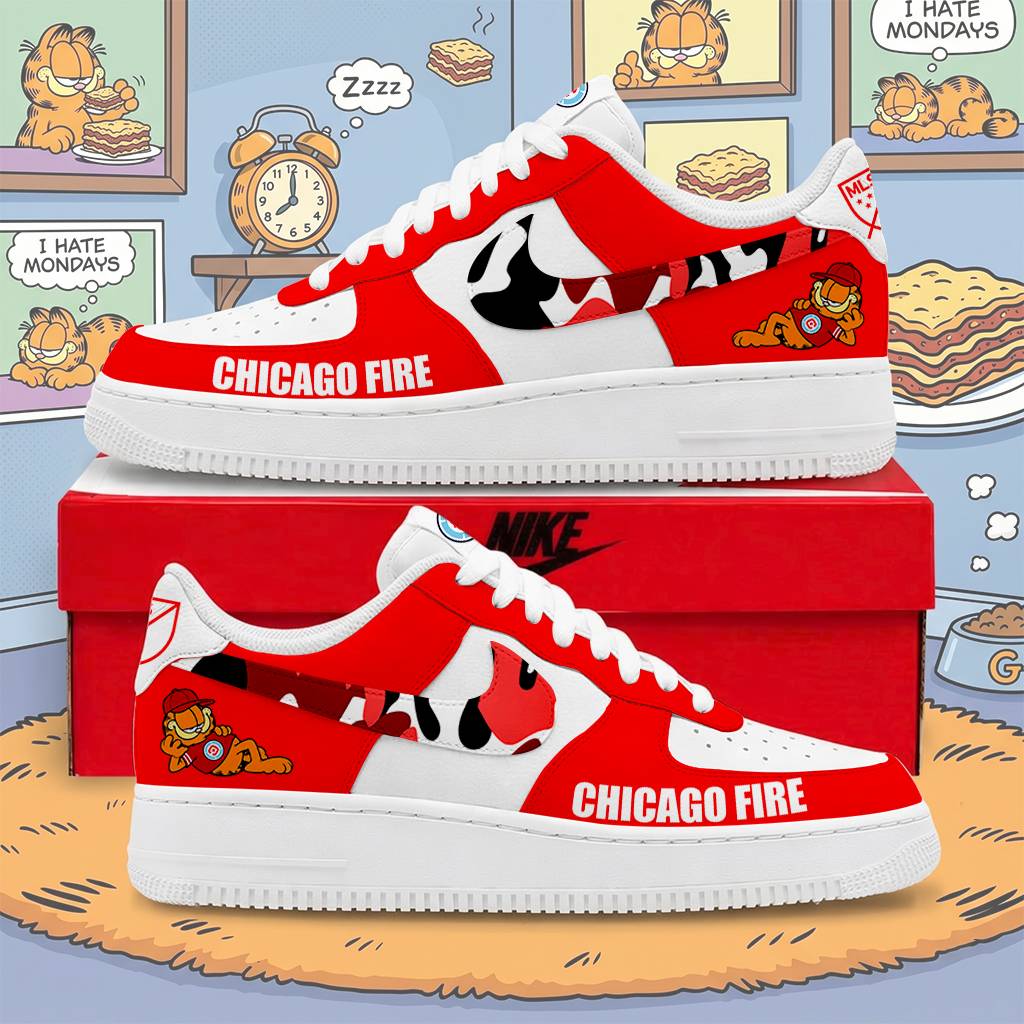 FINAL SALE - NEW CUSTOMIZED MLS04 CCF CCG FIRE FC x GARFIELD AF1 SNEAKERS