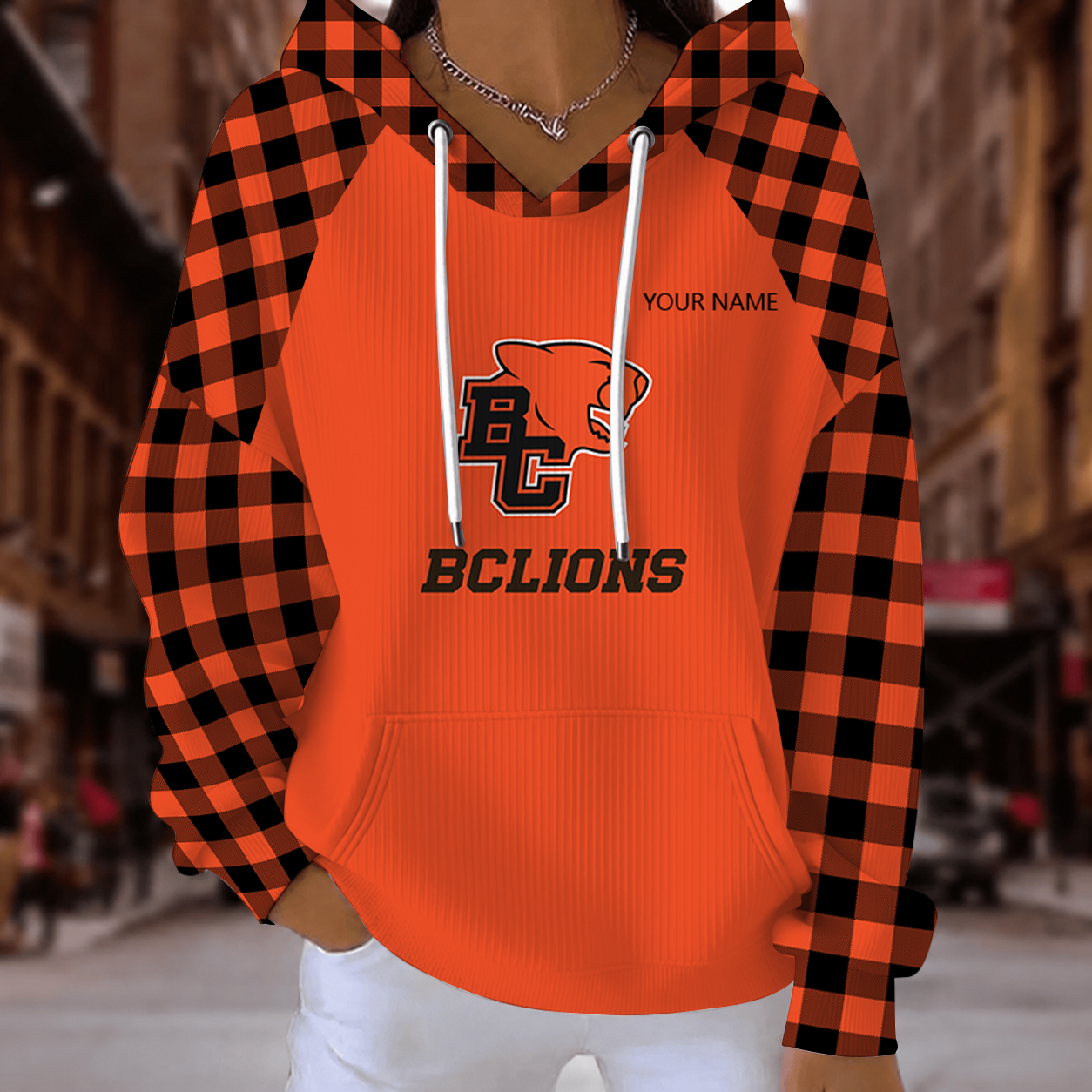 [FAN EXCLUSIVE] NEW CUSTOMIZED CFL05 BCL BC LIONS STRAPPY RIBBED HOODIE & SWEATSHIRT