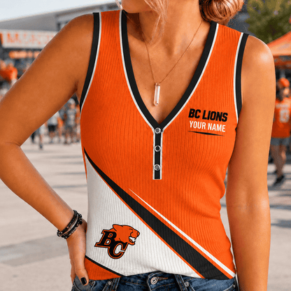 [FAN EXCLUSIVE] NEW CUSTOMIZED CFL05 BCL BC LIONS WOMEN'S V-NECK TANK TOP