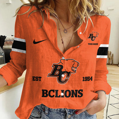 [FAN EXCLUSIVE] NEW CUSTOMIZED CFL05 BCL BC LIONS WOMEN CASUAL SHIRT