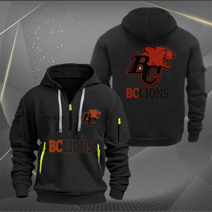[FAN EXCLUSIVE] NEW CUSTOMIZED CFL05 BCL BC LIONS MUTICOLOR QUARTER ZIP HOODIE