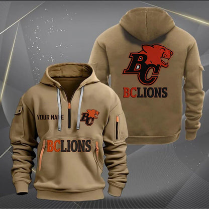 [FAN EXCLUSIVE] NEW CUSTOMIZED CFL05 BCL BC LIONS MUTICOLOR QUARTER ZIP HOODIE