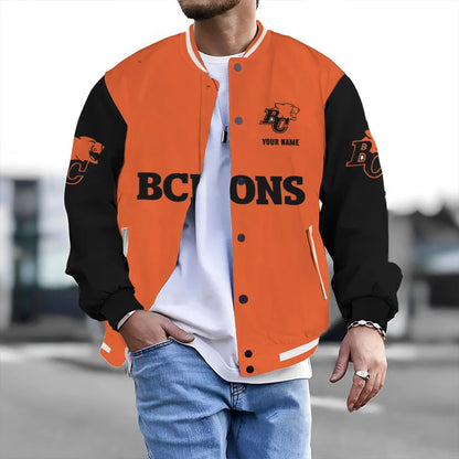 [FAN EXCLUSIVE] NEW CUSTOMIZED CFL05 BCL BC LIONS BASEBALL JACKET & SATIN VARSITY JACKET