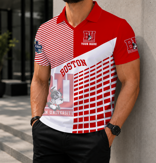 LIMITED EDITION - NEW CUSTOMIZED NCAA MFF05 BUT BOSTON UNIVERSITY TERRIERS POLO SHIRT