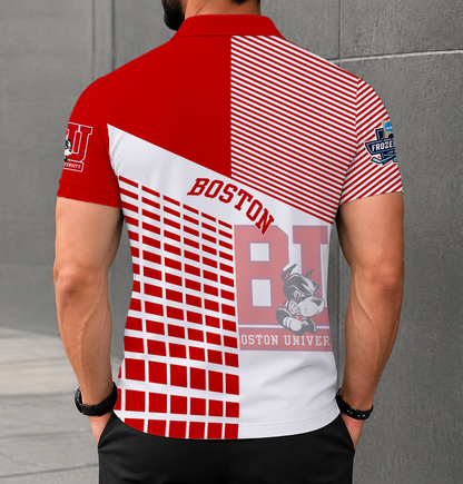 LIMITED EDITION - NEW CUSTOMIZED NCAA MFF05 BUT BOSTON UNIVERSITY TERRIERS POLO SHIRT