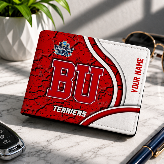 FINAL CLEARANCE - NEW CUSTOMIZED NCAA MFF05 BUT BOSTON UNIVERSITY TERRIERS LEATHER WALLET
