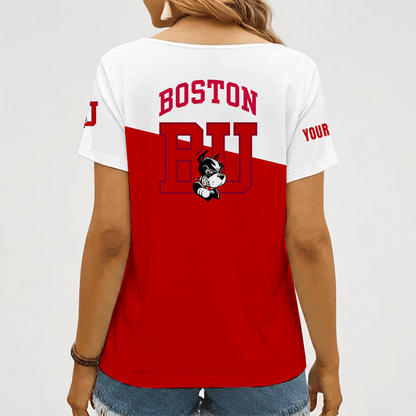 [FAN FAVORITE] NEW CUSTOMIZED NCAA MFF05 BUT BOSTON UNIVERSITY TERRIERS V-NECK FEMALE SHIRT