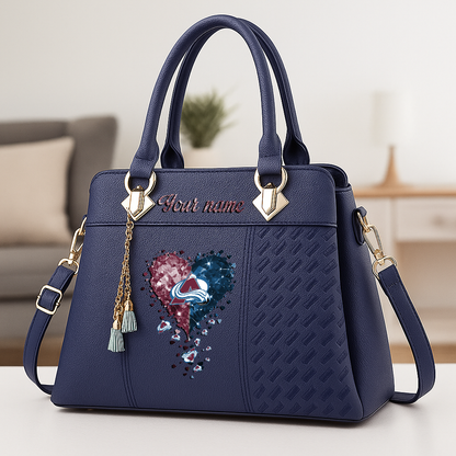 LIMITED EDITION - NEW CUSTOMIZED NHL05 CAL COLORADO AVALANCHE ZIP HANDBAG MULTICOLOR