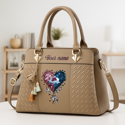 LIMITED EDITION - NEW CUSTOMIZED NHL05 CAL COLORADO AVALANCHE ZIP HANDBAG MULTICOLOR