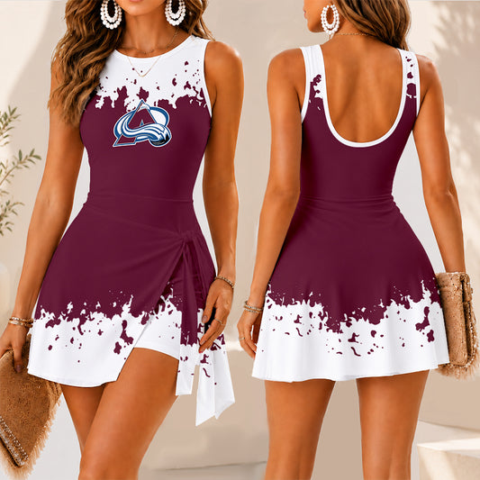 [SUPER SALE] NEW CUSTOMIZED NHL05 CAL COLORADO AVALANCHE WOMEN'S SUMMER SKORT DRESS