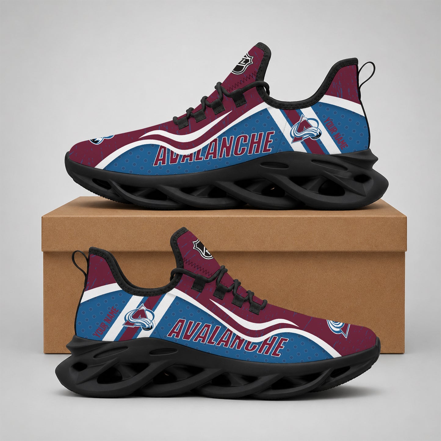 VIRAL EDITION - NEW CUSTOMIZED NHL05 CAL COLORADO AVALANCHE CLUNKY SNEAKERS