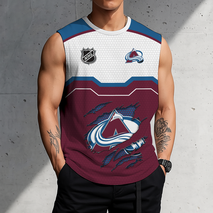 SPECIAL EDITION - NEW CUSTOMIZED NHL05 CAL COLORADO AVALANCHE MEN'S GYM SHIRT