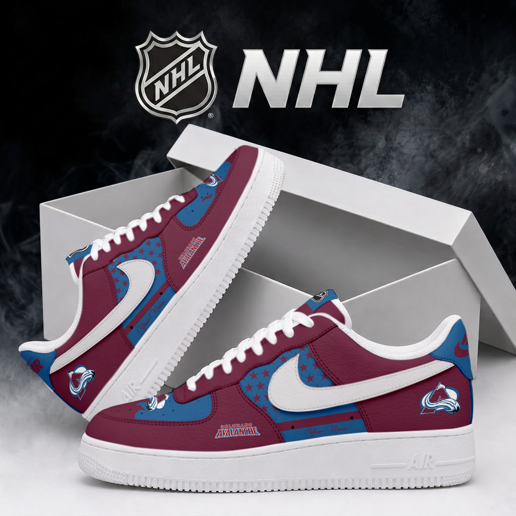SPECIAL EDITION - NEW CUSTOMIZED NHL05 CAL COLORADO AVALANCHE AF1 SHOES