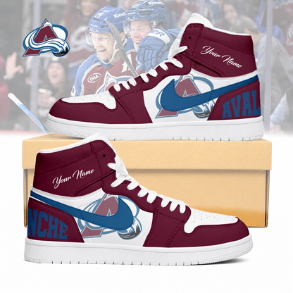 LIMITED EDITION - NEW CUSTOMIZED NHL05 CAL COLORADO AVALANCHE AIR JORDAN SNEAKERS