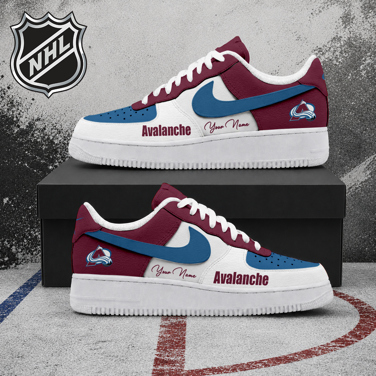 FINAL CLEARANCE - NEW CUSTOMIZED NHL05 CAL COLORADO AVALANCHE AF1 SHOES