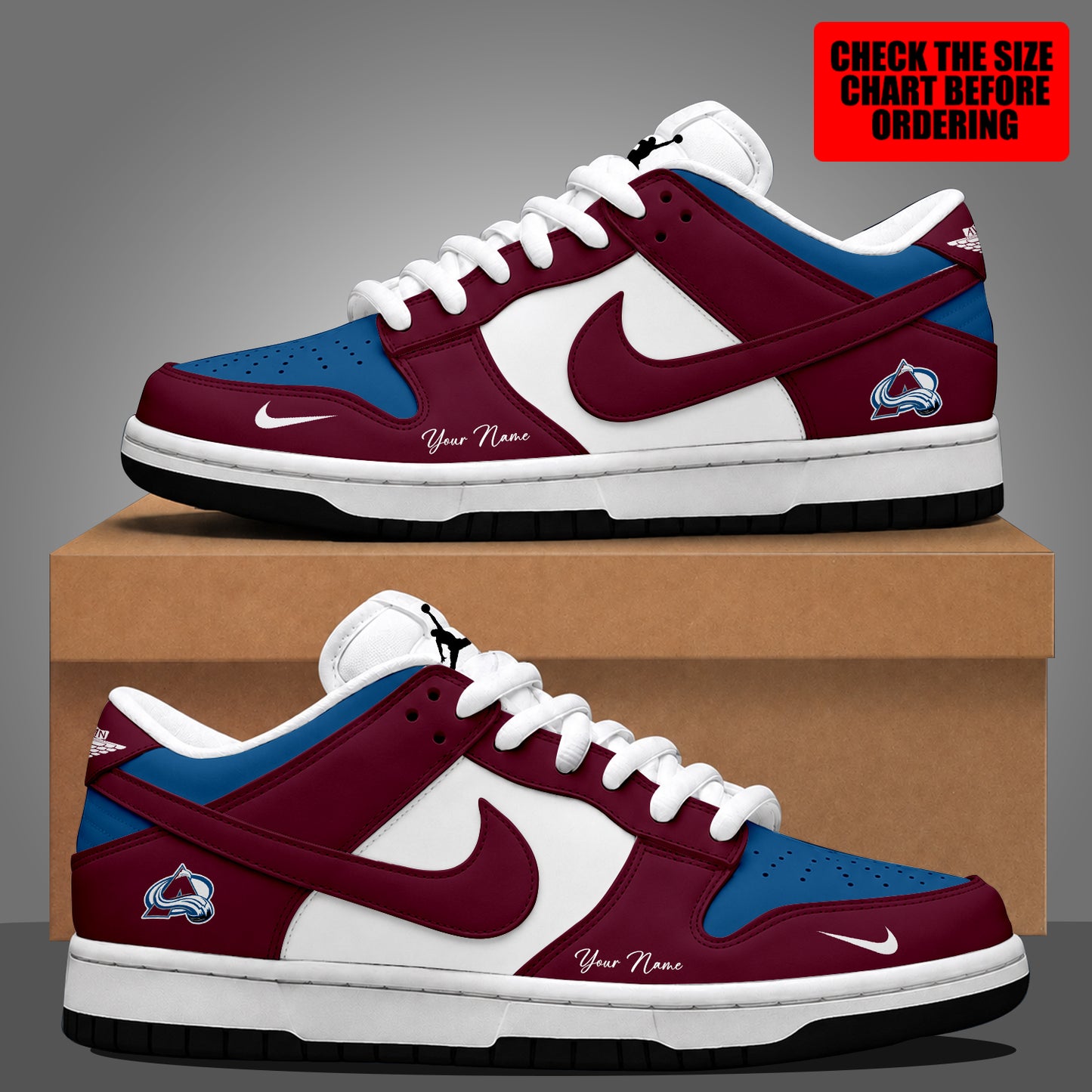 [SUPER SALE] NEW CUSTOMIZED NHL05 CAL COLORADO AVALANCHE DUNK LOW SHOES