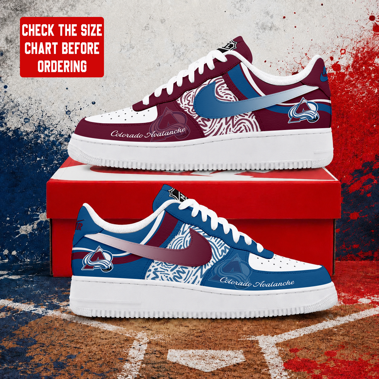 LIMITED EDITION - NEW CUSTOMIZED NHL05 CAL COLORADO AVALANCHE AF1 SHOES